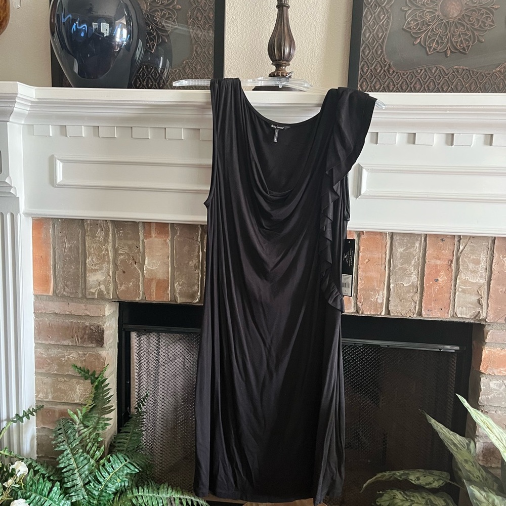 Daisy Fuentes Black One Shoulder Sheath Dress Cocktail
